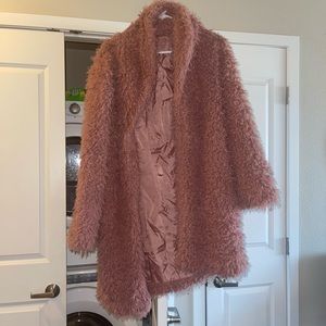 Pink fur coat